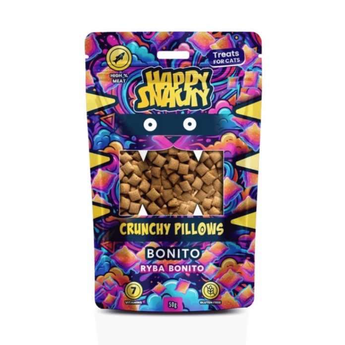 Happy Snacky Crunchy Pillows Bonito 50 g - chrupiące przysmaki dla kota z rybą bonito